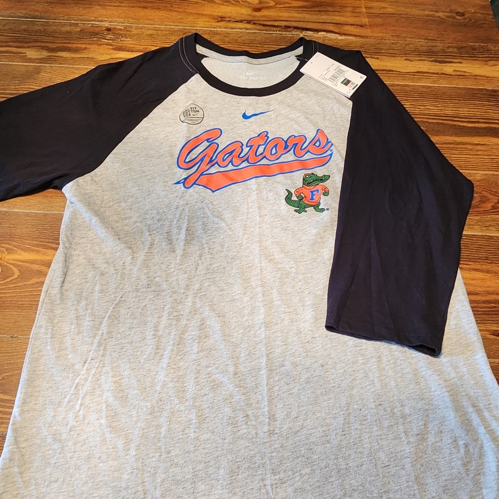 Nike Gators Raglan Baseball Tee in Gray & Black